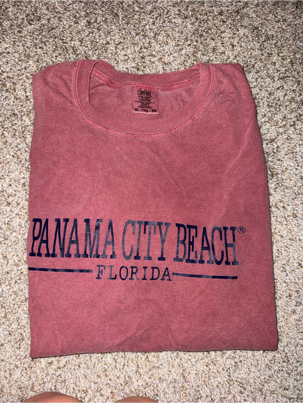 Comfort Colors Panama City Beach Tee - Dusty Rose with Navy Print